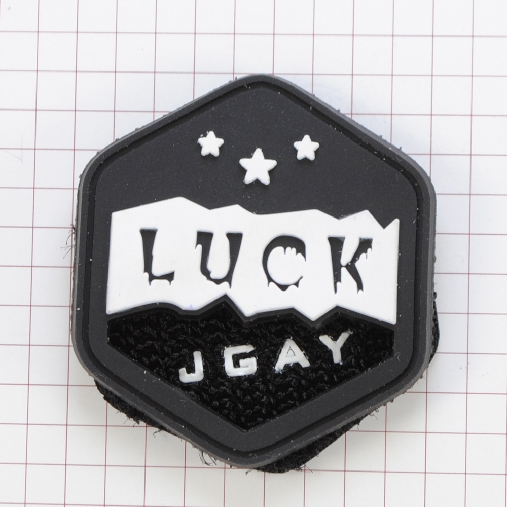 Лейба рез., LUCK JGAY, на липучке, черный, белый, 4,5*5см, шт.. Лейба Резина