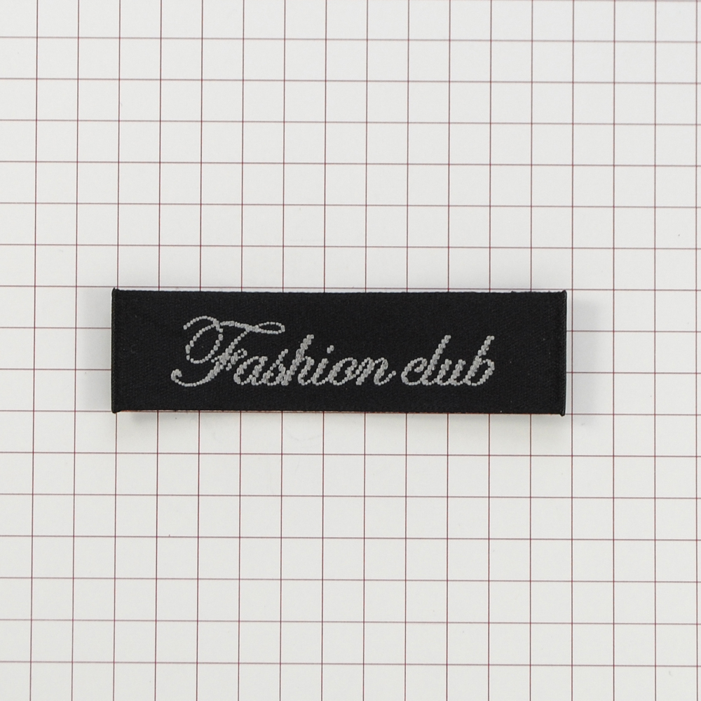 Этикетка тканевая вышитая шт. Fashion Club 1,5*6см черная, шт. Вышивка / этикетка тканевая