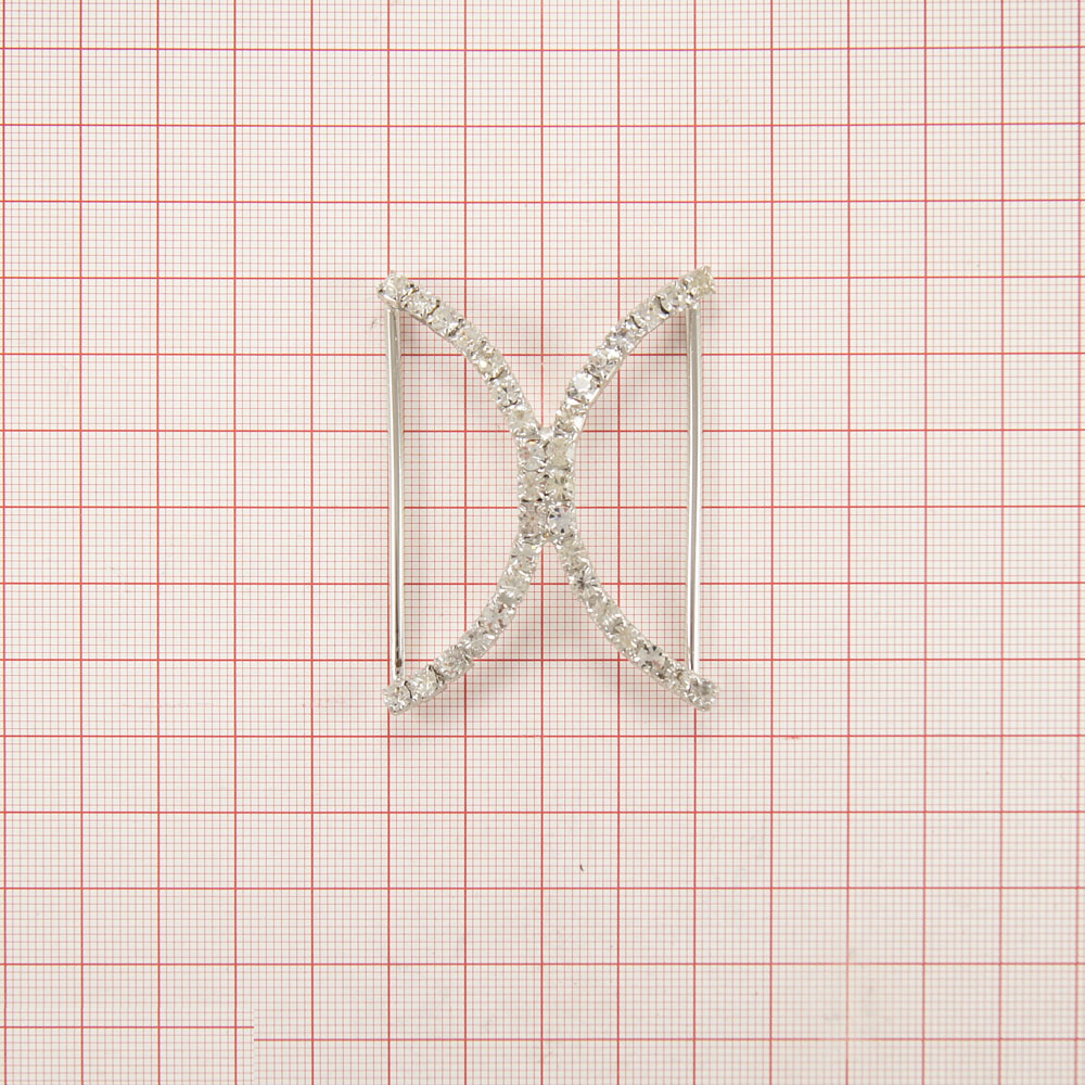 Украшение стеклянное А-34 NIKEL / Х изогнутая сред./. Перетяжка металл со стразами