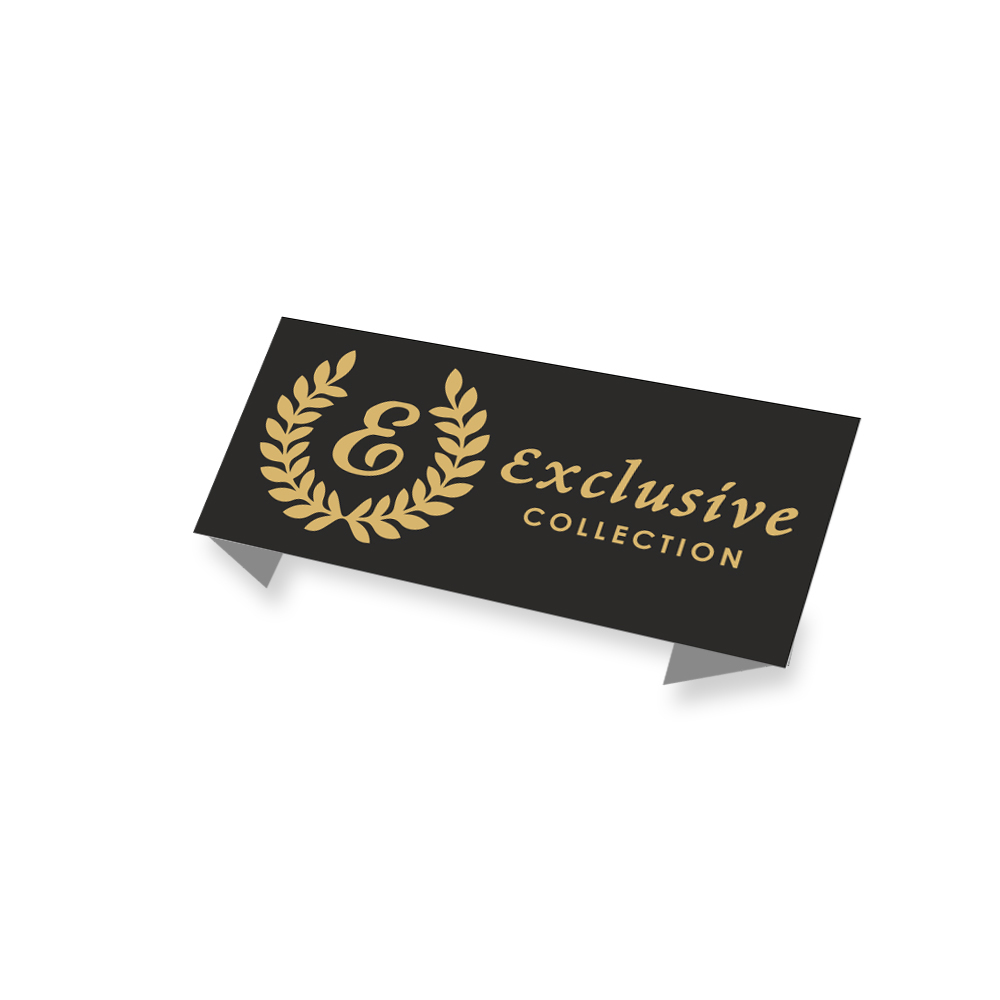 Этикетка тканевая вышитая Exclusive №3A collection 2,5*7см, черная, золотой люрекс /satin/, шт. Вышивка / этикетка тканевая