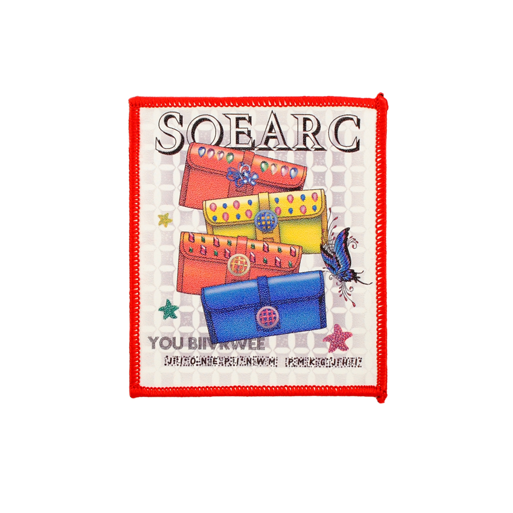 Аппликация кожзам пришивная Soearc, 9*11см 4 цветных клатча, красная рамка, шт. Нашивка Кожзам