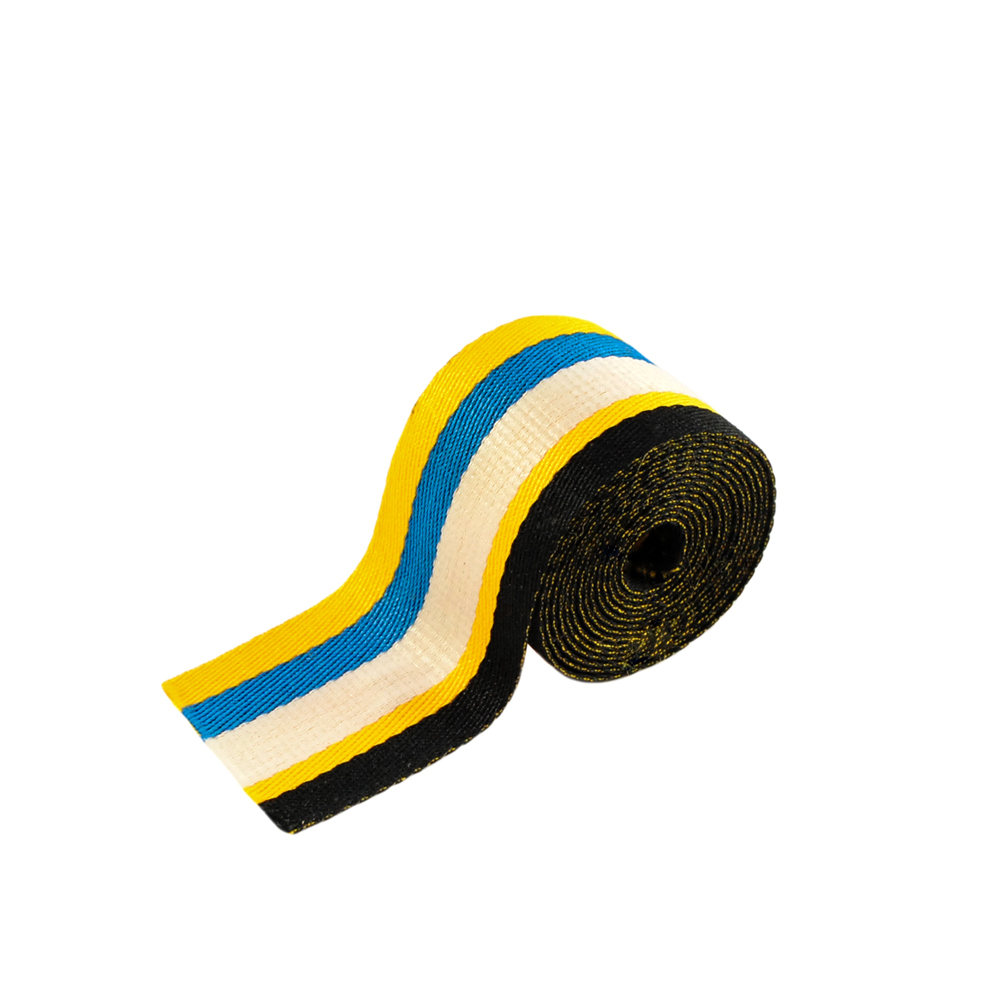 Тесьма тканевая пришивная 2,5см, желтый, белый, черный, синий, 50ярд. Тесьма