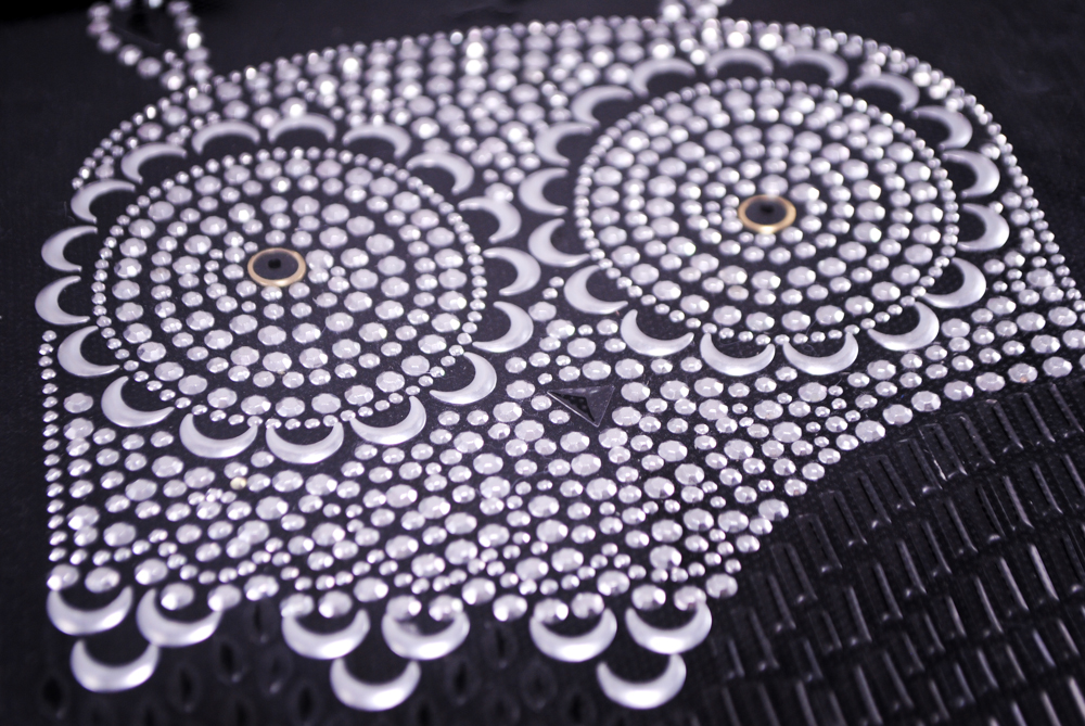 Термоаппликация из страз Сова 16,3*30см черный, белый, шт. Аппликации клеевые Рисунки из страз