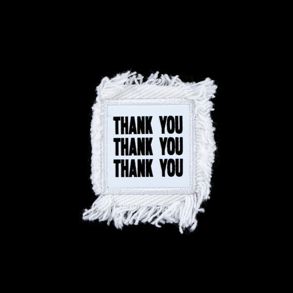 Лейба кожзам с окантовкой THANK YOU, 4,5*4,5см, черный, белый, шт. Лейба Кожзам