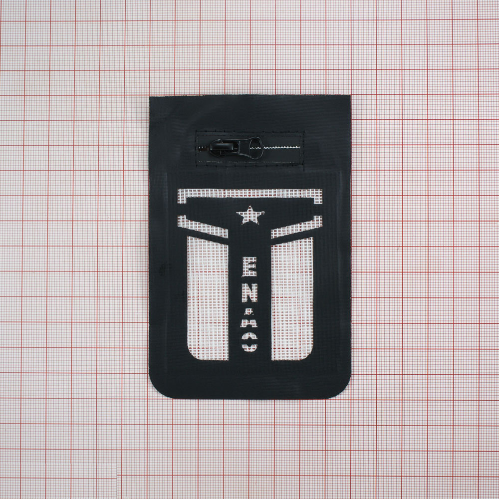 Аппликация пришивная кожзам ENAC карман прямоугольный, змейка 8*12см черный, шт. Нашивка Кожзам