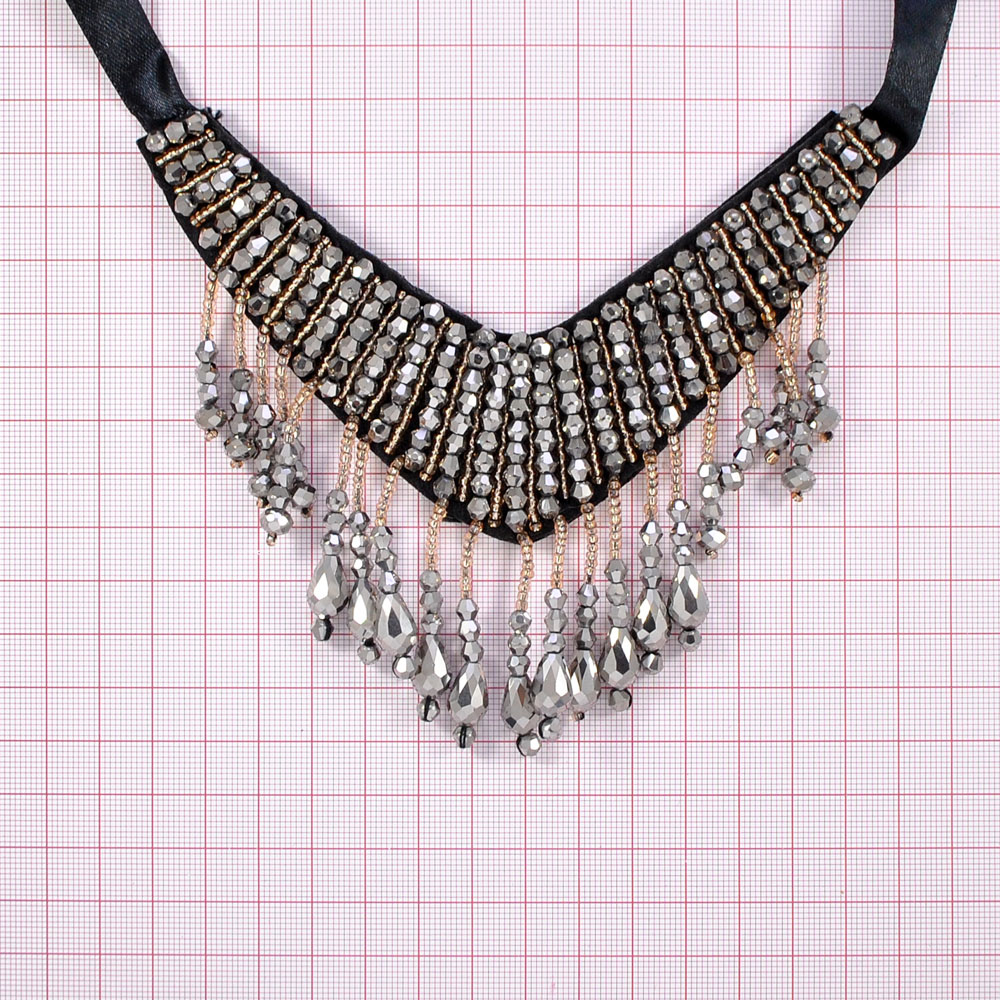 Воротник завязки Подвески графит камни, цепь GOLD, шт. Воротники