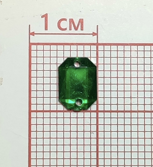 Стразы стеклянные пришивные многранник плоский (6*8мм) темно-зеленый, 1тыс.шт. Стразы пришивные