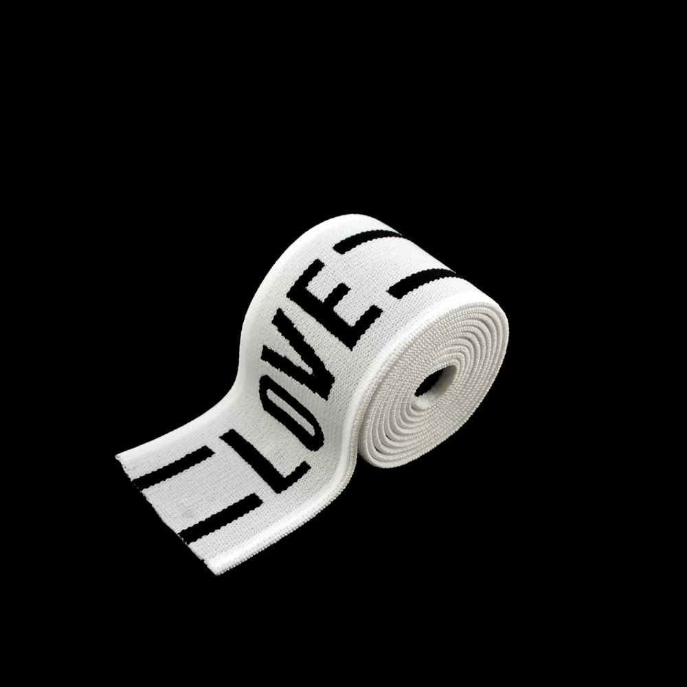 Резинка LOVE 4,2см, светло-серый, черный, 50ярд. Резинка