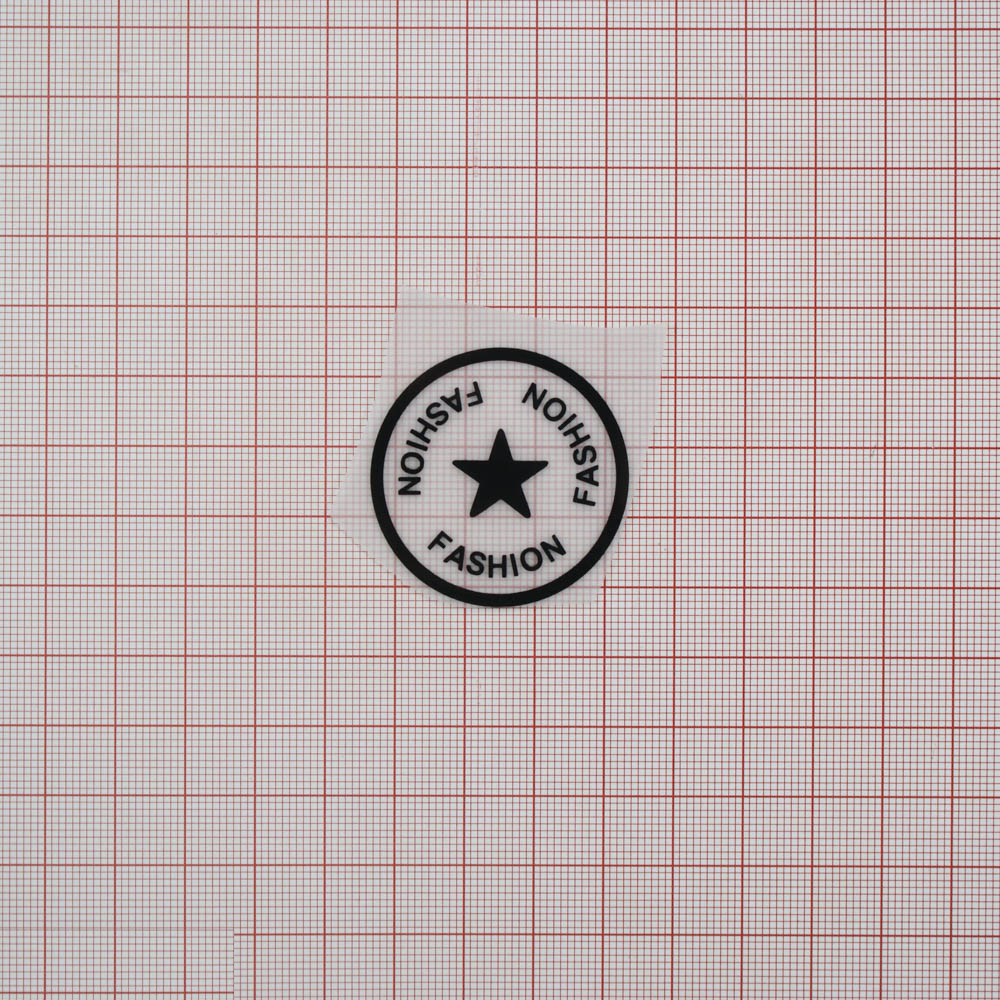 Термоаппликация резиновая прозрачная Fashion звезда 35мм круглая, черный рисунок, шт. Термоаппликации Резиновые Клеенка