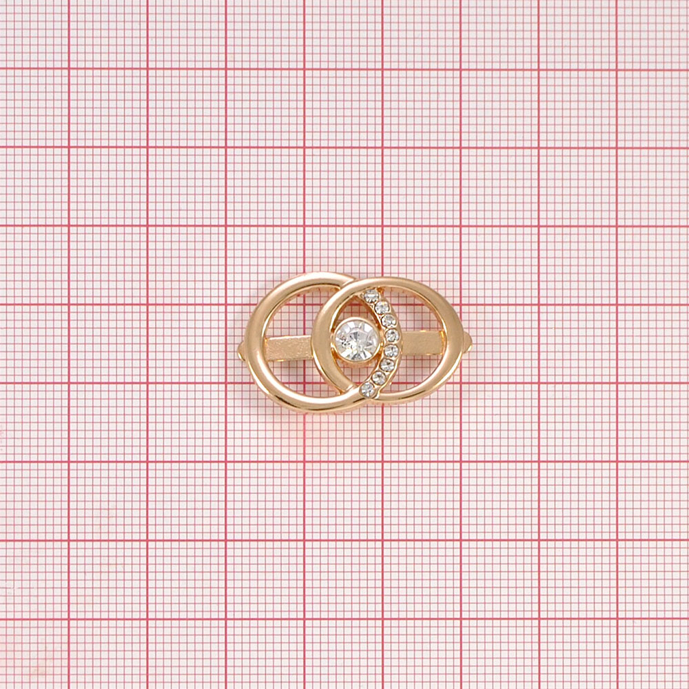 Краб металл 8569 Кольца 28*19мм GOLD, 8 белых камней SS6, шт. Крабы Металл Геометрия Декор