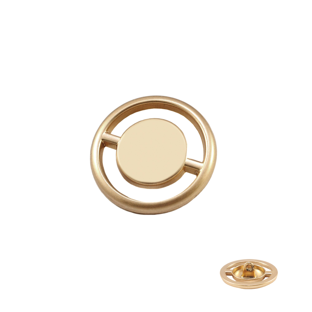 Пуговица металлическая круглая, круг в центре 25мм, матовое золото, шт. Пуговица Металл