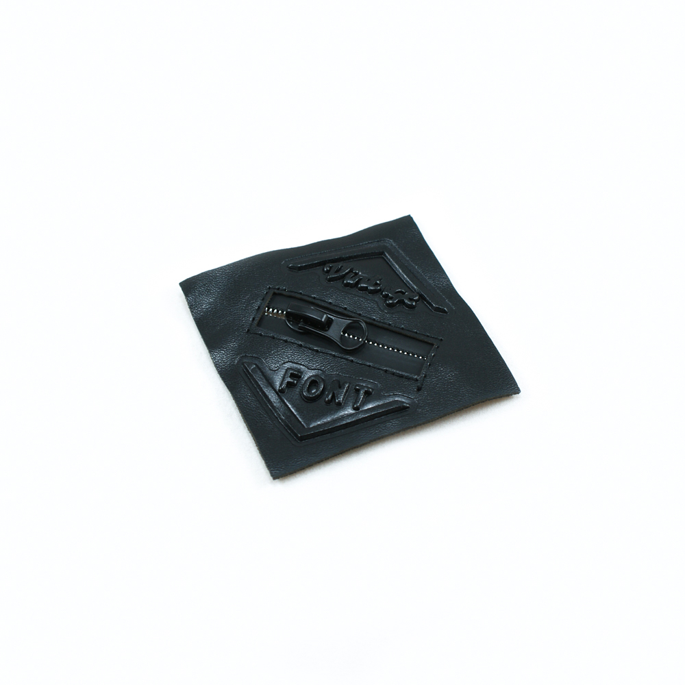 Аппликация пришивная кожзам FONT карман прямоугольный, змейка 6*6см черный, шт. Нашивка Кожзам