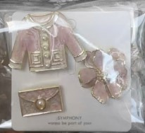 Комплект брошей (кофта, цветок, конверт), розовый, белый, золото, шт. Броши комплект
