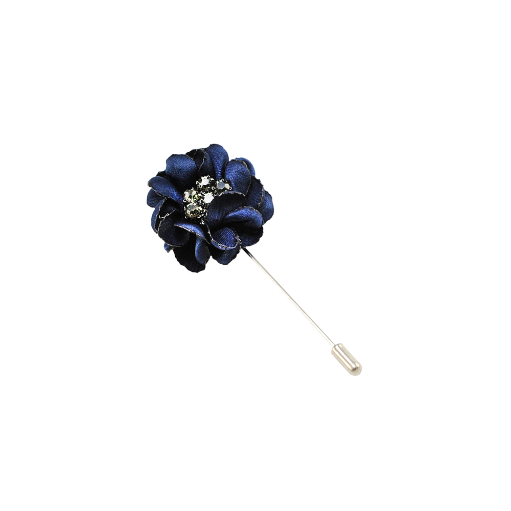 Булавка Цветок 5*10см никель, темно-синий, камни black diamond, шт. Булавки