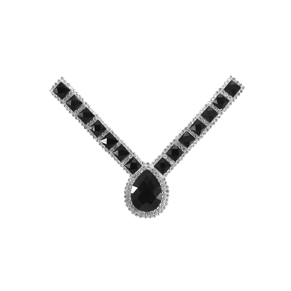 Аппликация клеевая стразы Уголок 8,5*11,5см черный квадрат 8мм, капля 25*18мм, белый 2мм, шт. Аппликации клеевые Стразы комб.