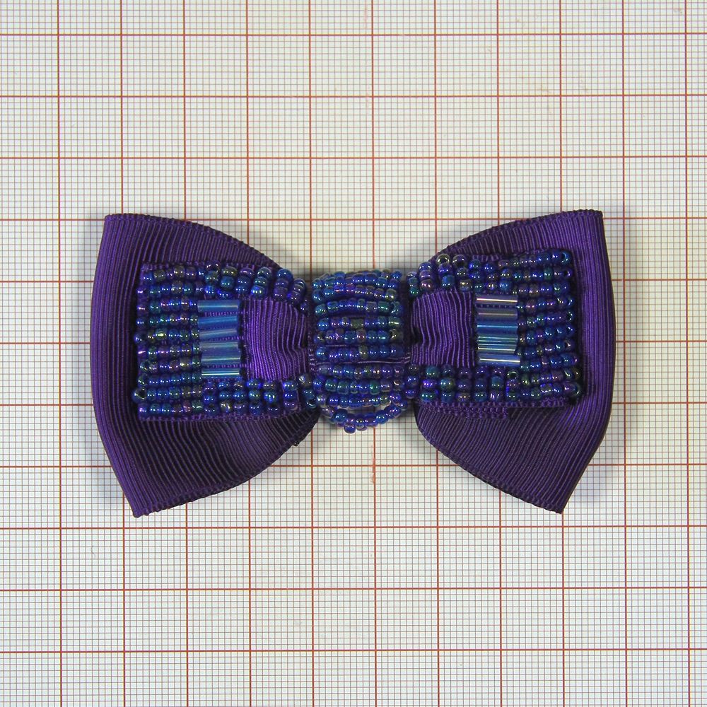 Аппликация декор обувная Бант-бабочка фиолетовая, бисер Цилиндр, шт. Аппликации Пришивные Цветы Банты