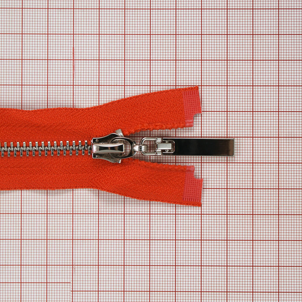 Змейка металлическая №5 85см, О/Е, Nickel и оранжевая ткань, шт. Змейка Металл