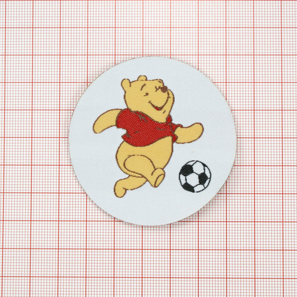 Нашивка тканевая Винни Пух круглая 60мм /atkisatin/, шт. Нашивка Детская
