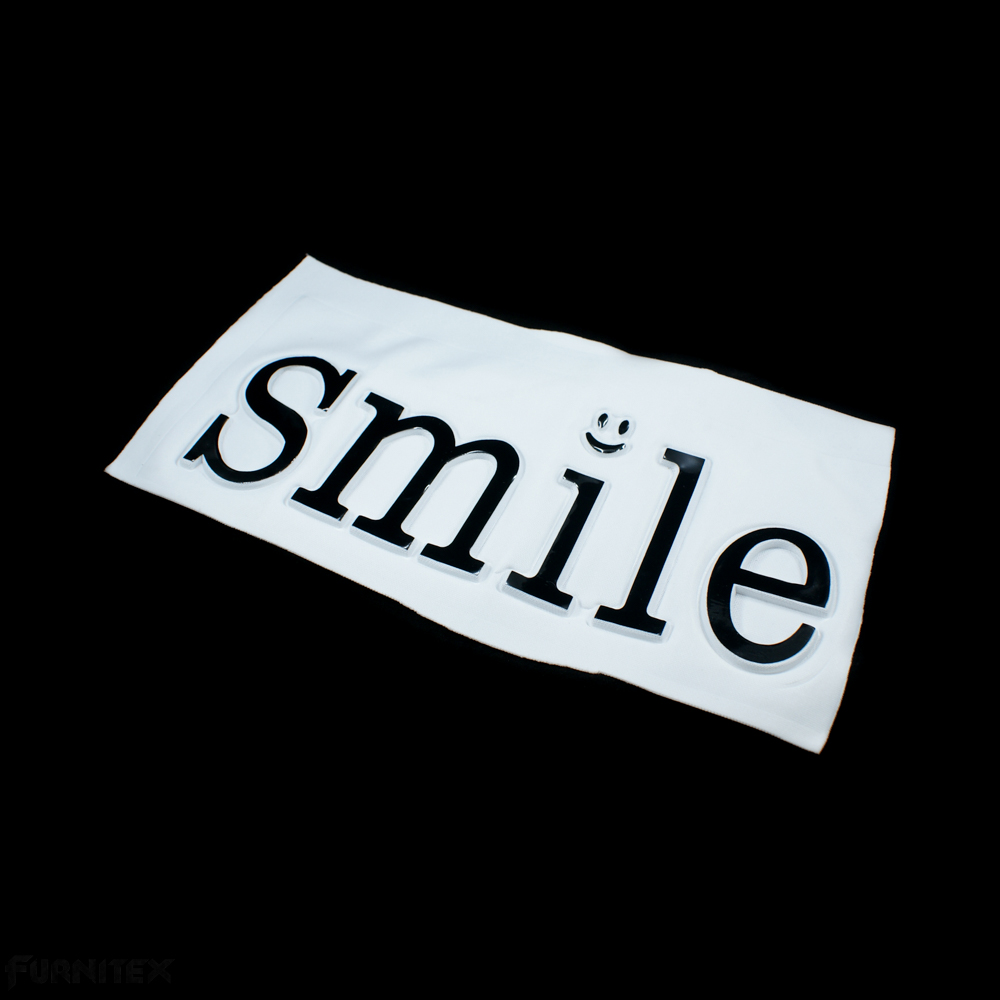 Аппликация пришивная конгрев Smile :) 13*28 белый фон, черный текст, шт. Аппликации Пришивные Рельефные
