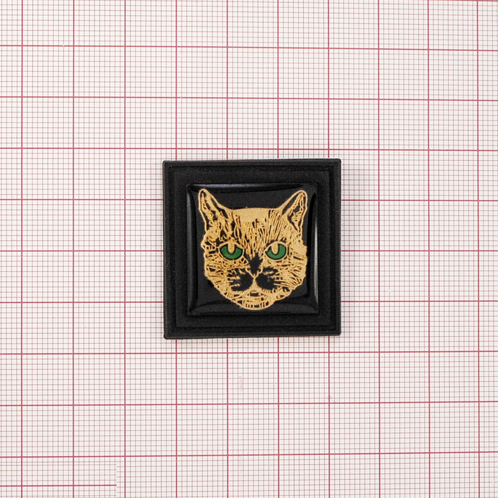 Лейба резиновая с металлом, клей Кот 35*35мм черная и золотой кот, шт. Лейба Резина
