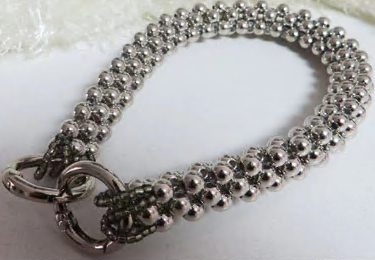 Украшение на карабинах Жгут из бусин, 30см, никель, шт. Перетяжка металл со стразами