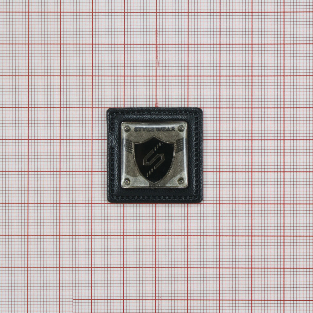 Лейба кожзам S StyleWear, 30*30мм, черная . Лейба Кожзам