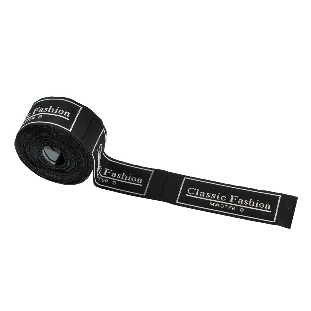 Этикетка тканевая вышитая Classic Fashion №2, 7,5*2,4см черный. Вышивка / этикетка тканевая