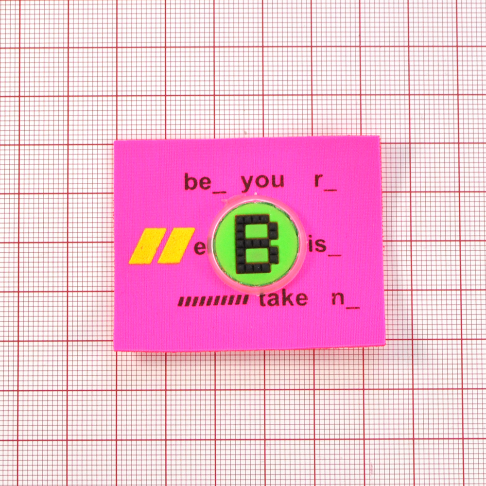 Лейба ткань и резина "B", 4,5*5,5см, черный, желтый, розовый, салатовый, шт. Лейба Ткань