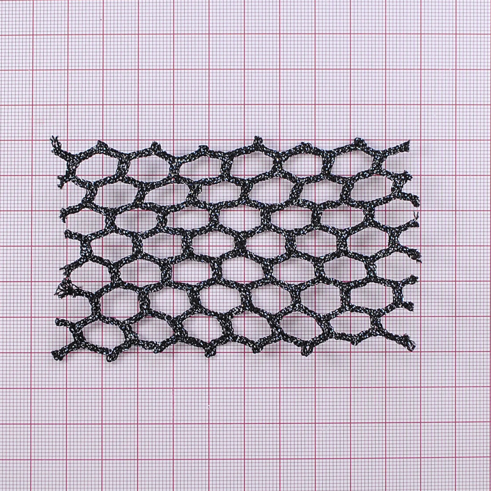 Тесьма Сеть крупная с люрексом, 5,2см, черный, ярд. Тесьма