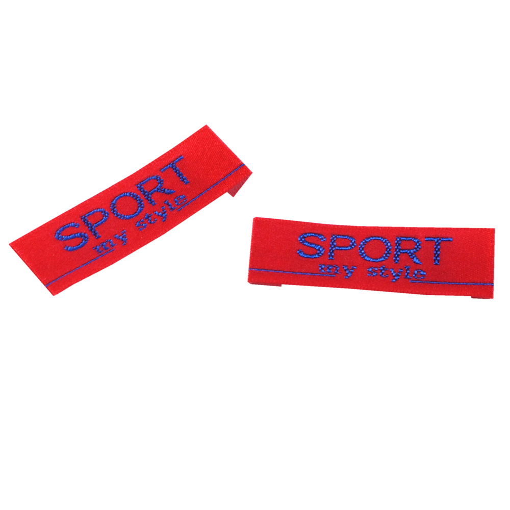 Этикетка тканевая вышитая шт. SPORT my style 1,4см красный, шт. Вышивка / этикетка тканевая