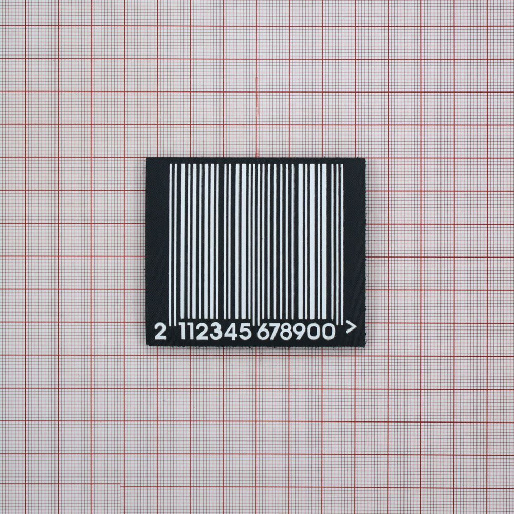 Нашивка тканевая на липучке Штрихкод 5,5*6,5см черно-белый, шт. Нашивка Липучка