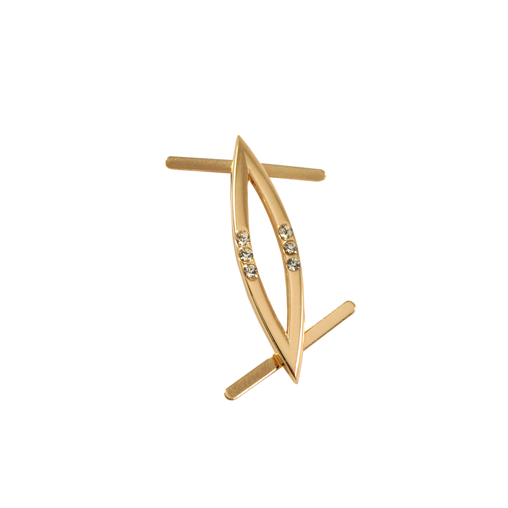 Краб металл 8570 Лодка 38*9мм GOLD, 6 белых камней SS8, шт. Крабы Металл Геометрия Декор