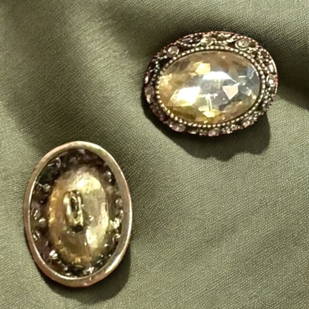 Пуговица метал. Овал 25мм, камень light gold topaz, Antique Gold, шт. Пуговица Металл