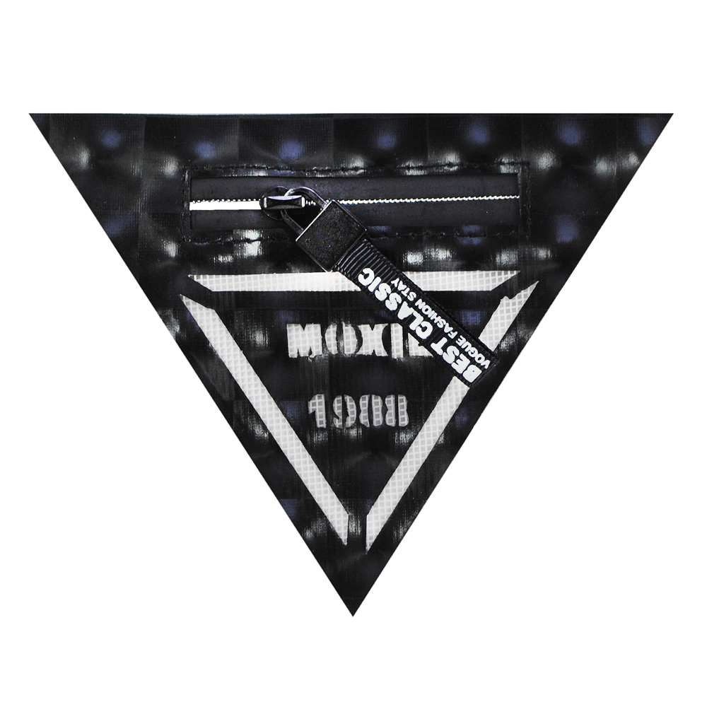 Аппликация пришивная кожзам Moxie карман треугольный, змейка 14,2*11,2см черно-белая, шт. Нашивка Кожзам