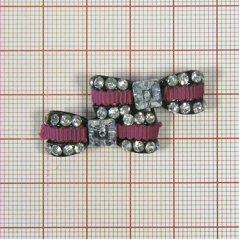 Краб металл Бантик-двойной розовый, камни. Крабы Металл Геометрия Декор