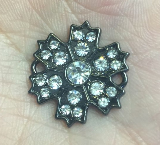 Лейба металл Снежинка 22*20мм, камни белые SS6, SS10, SS16 выпуклые, BN, шт. Лейба Металл