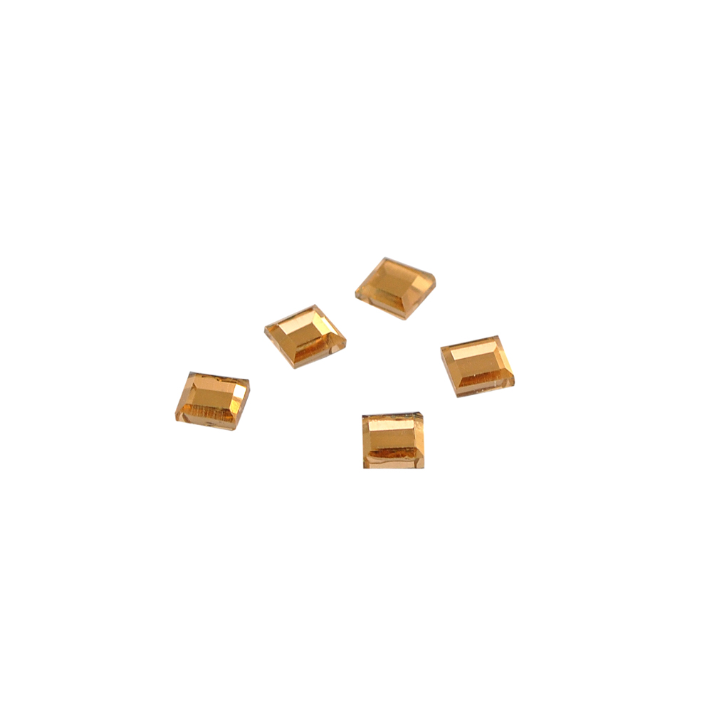 Стразы стекло клеевые квадрат 5*5мм (А) темно-желтый (smoked topaz) 7,2тыс.шт, уп. Стразы стекло до 1000-50 гросс