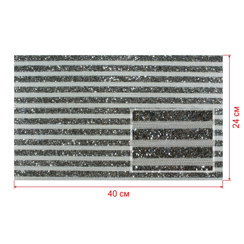 Стразы полотно клеевое дорожка Кристалл 1,8см цепь шарик3 NIK, bd камни 24*40см, 1лист. Полотна из страз