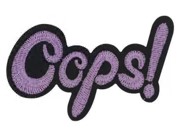 Шеврон клеевой OOPS, 8.3*5cм. черный, сиреневый, шт. Нашивка Ткань