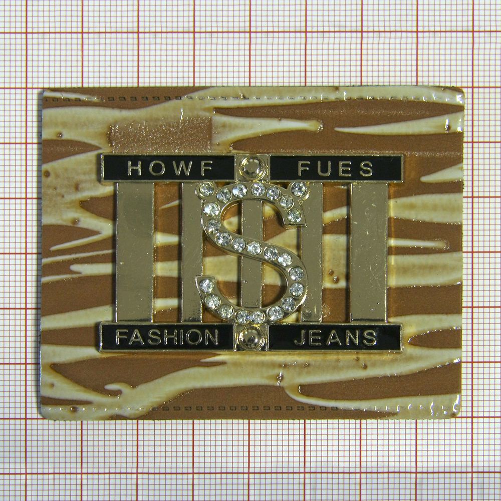 Лейба п/у Hows fues 75*60мм золото, стразы  шт. Лейба Кожзам