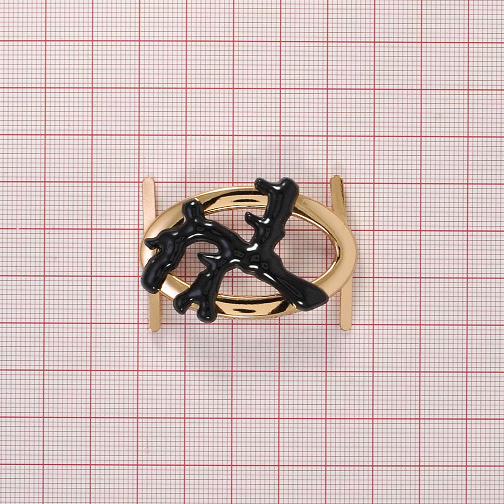 Краб металлический Клякса на овале правая 46*29мм GOLD, черный, шт. Крабы Металл Геометрия