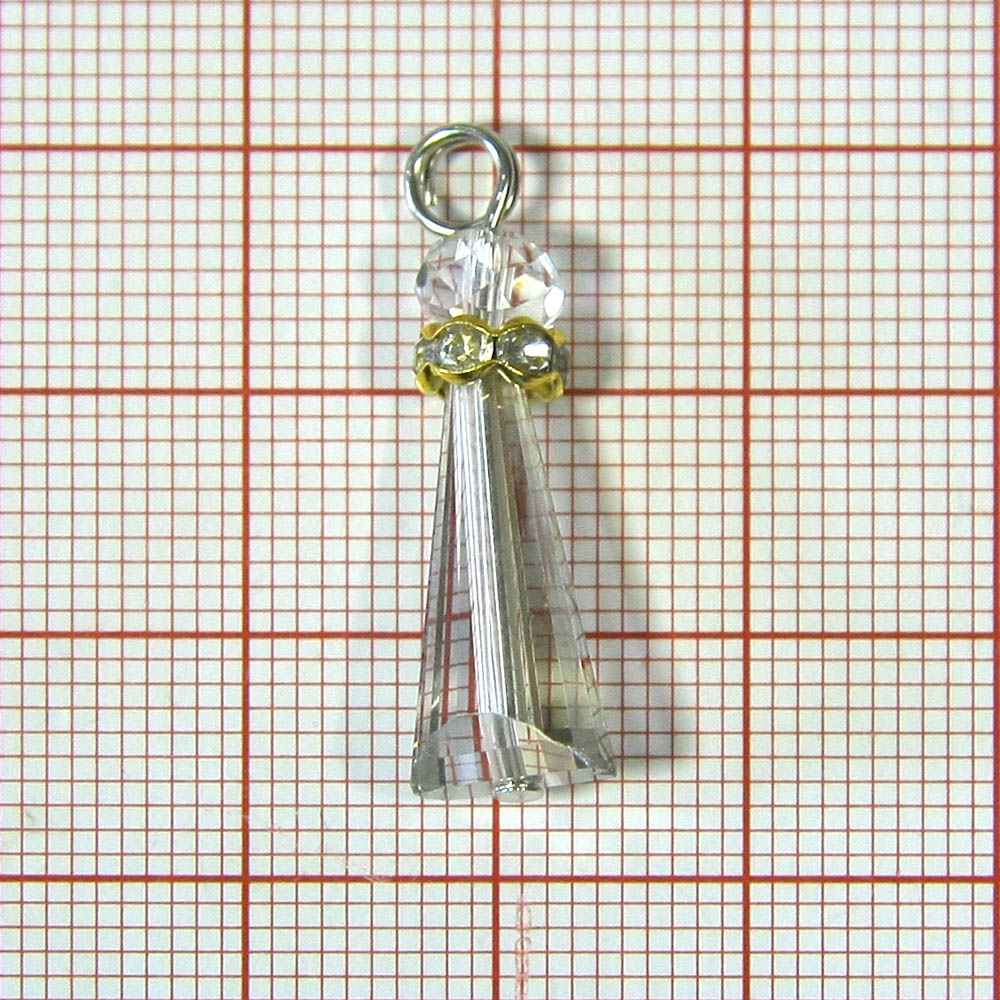 Подвеска Колокольчик 8*27мм серая пирамидка, белые камни, NIKEL, шт. Подвески