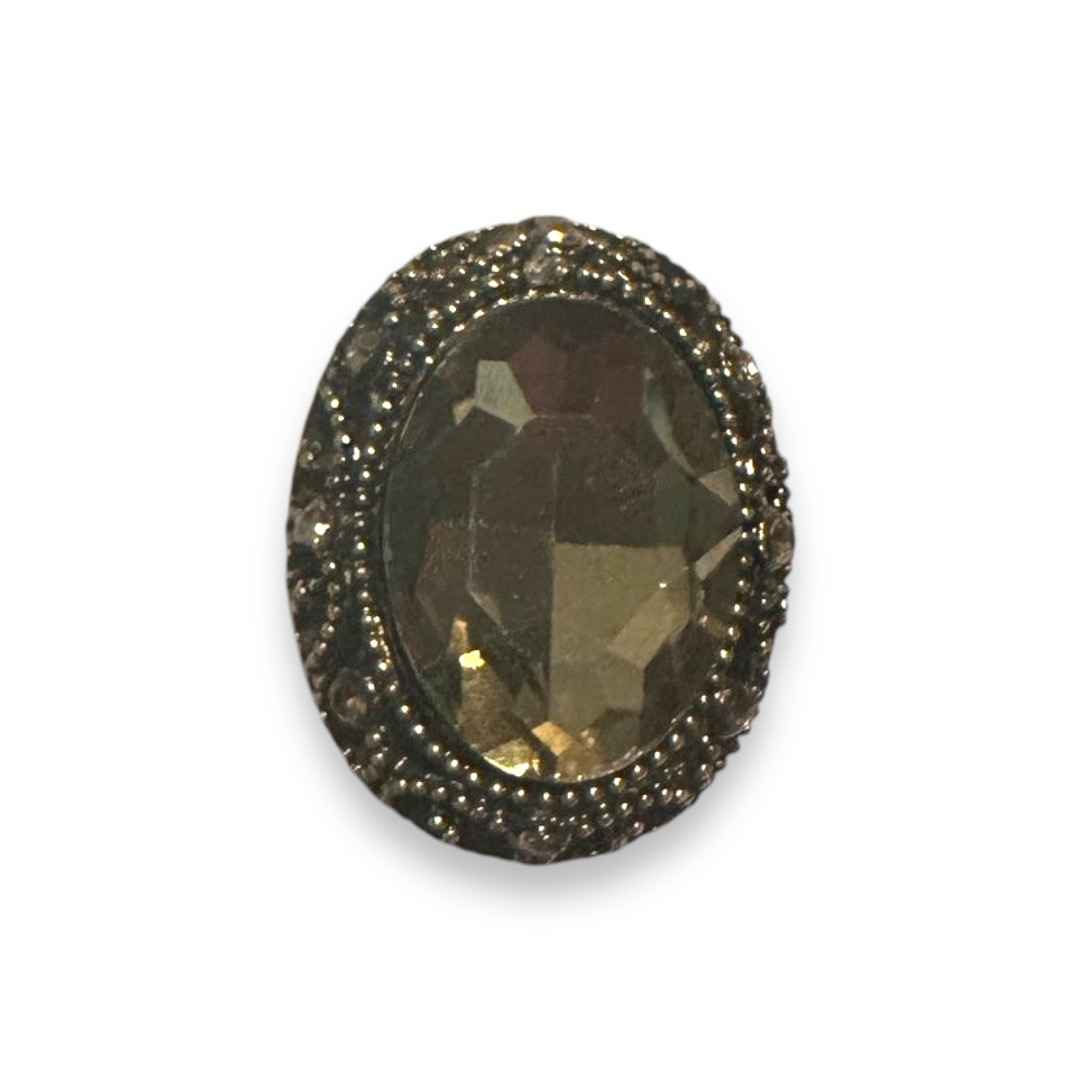 Пуговица метал. Овал 25мм, камень light gold topaz, Antique Gold, шт. Пуговица Металл