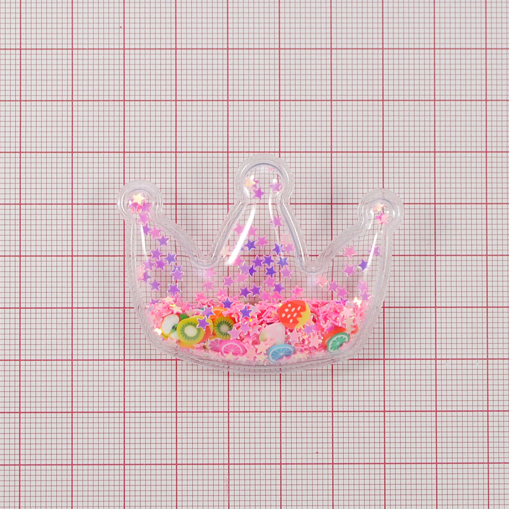 Аппликация пришивная силиконовая Аквариум Корона со звездами, 4*6см, розовый, шт. Аппликации Пришивные Резина, Силикон