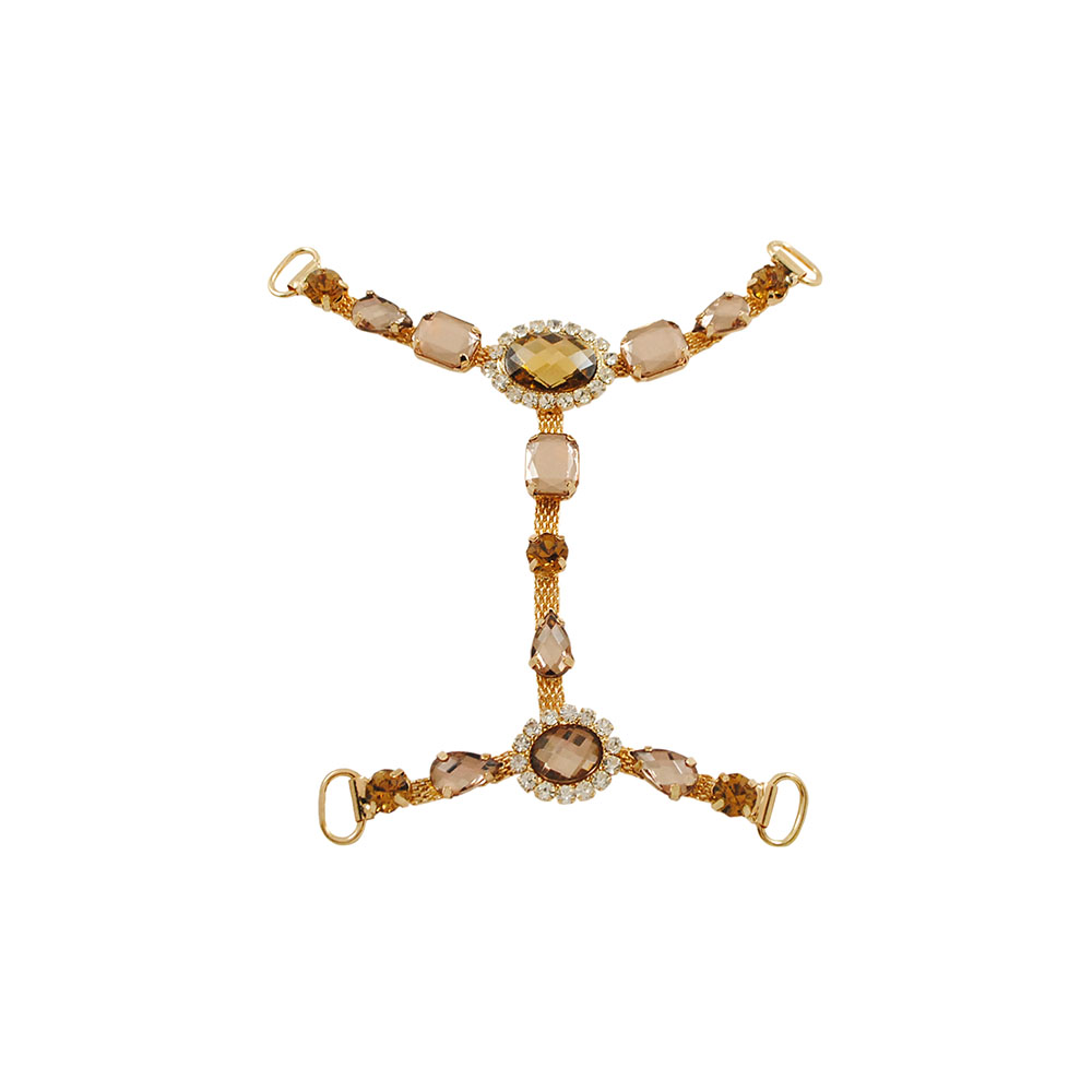 Укр.стекл.  HW-1695 перетяж. GOLD. Перетяжка металл со стразами