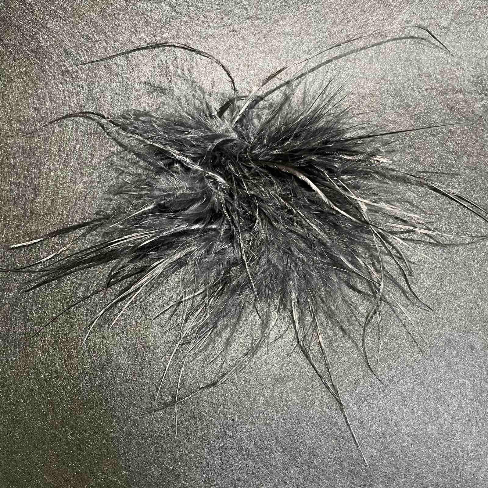 Брошь из перьев, 10-15см, черный., шт.. Перья