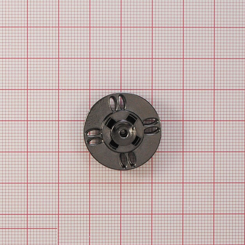 Кнопка металлическая пришивная потайная Круглая 8 отверстий 25мм, блек никель, шт. Кнопка пришивная потайная