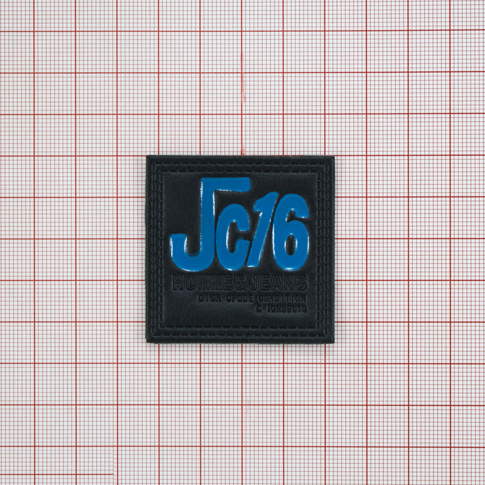 Лейба кожзам Jc16 черная, синяя эмаль 45*45мм, шт. Лейба Кожзам