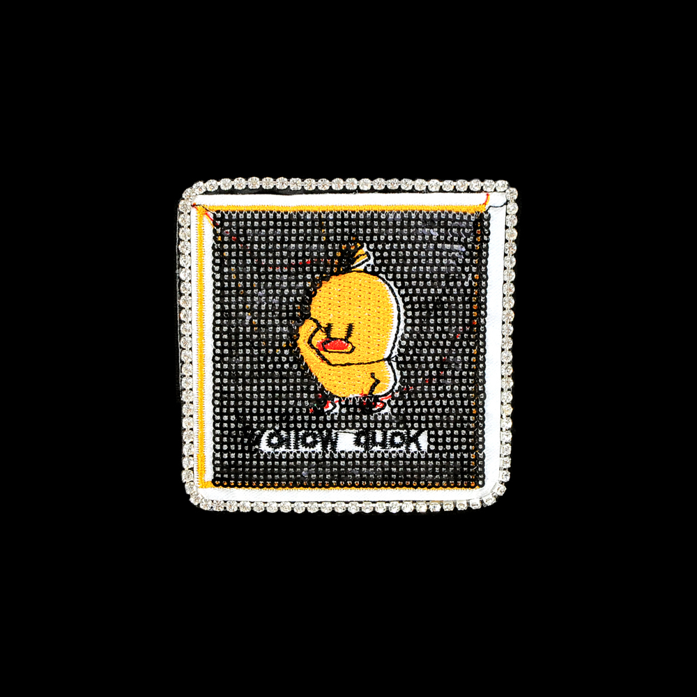 Аппликация клеевая пайетки Утенок Yellow duck 7*7см, черный, белый, желтый, красный, белые камни, шт. Аппликации клеевые Пайетки