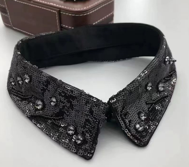 Воротник пайетки, черный, шт. Воротники